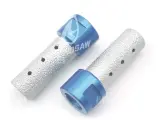 Dinosaw machine showing Material-matched bond holds diamonds longer under wet CNC milling loads.