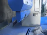 Dinosaw machine showing  Configurable 20-350 ton force handles granite, marble, concrete with custom blade systems. Alt 3: DINOSAW stone cropper multi-material processing with configurable force settings